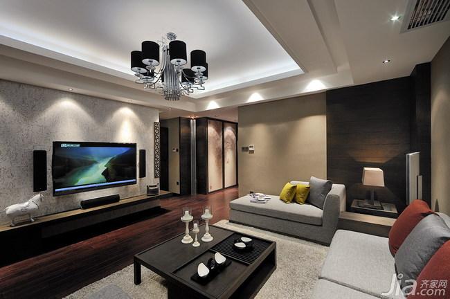 新中式四房客厅电视背景墙装修效果图