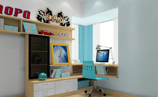 儿童房创意设计：飘窗改儿童书桌