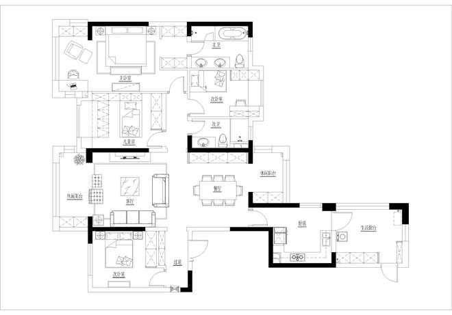 150平米四室二厅美式混搭风格装修案例赏析