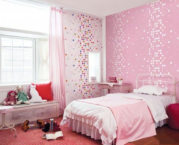粉色马赛克卧室墙纸图片大全