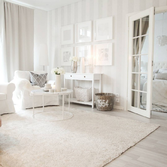 简约风格三室一厅20平米客厅纯白色装潢效果图