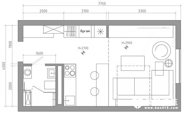 30平米小户型公寓平面设计图纸
