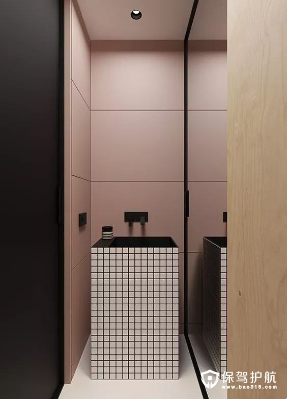 粉红和黑洗手间设计