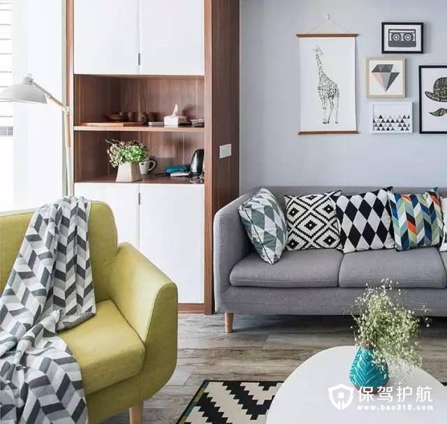 现代时尚北欧客厅沙发背景墙装修效果图