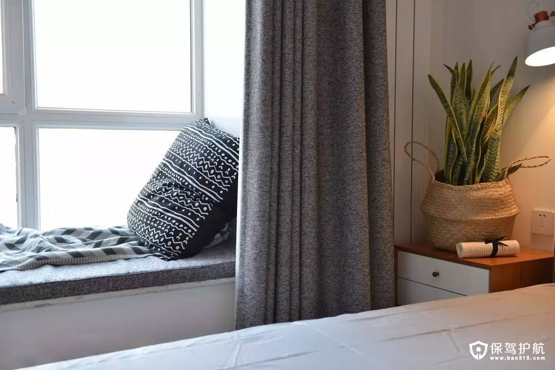 灰色慵懒现代简约卧室飘窗装修效果图
