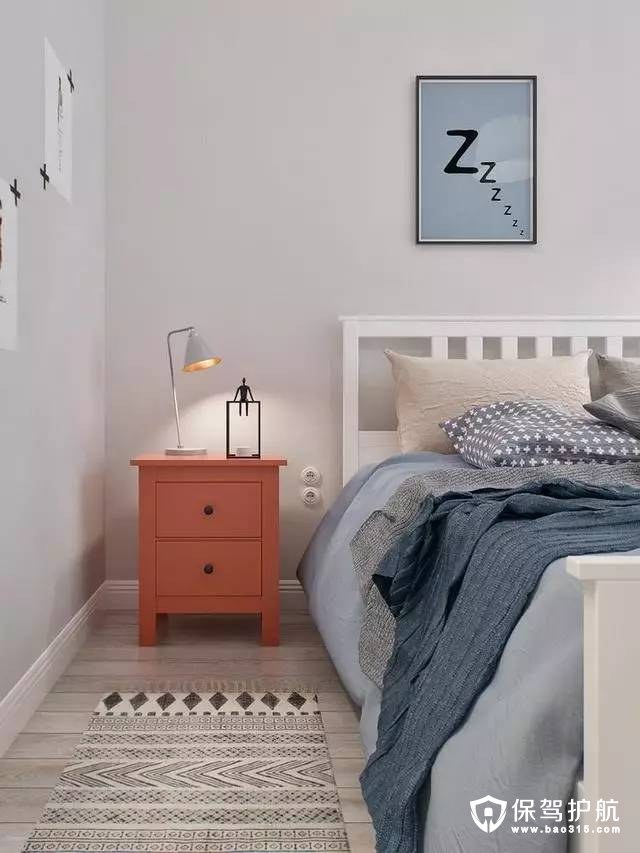 北欧卧室床头背景墙“Z”字装饰画装修效果图