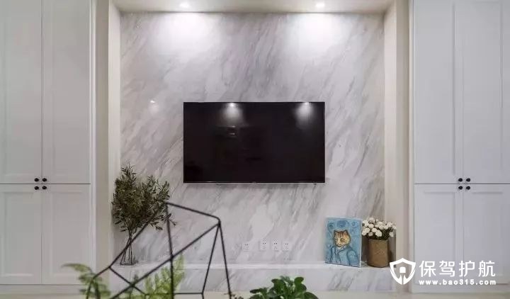 清朗感美式风格客厅电视背景墙装修效果图
