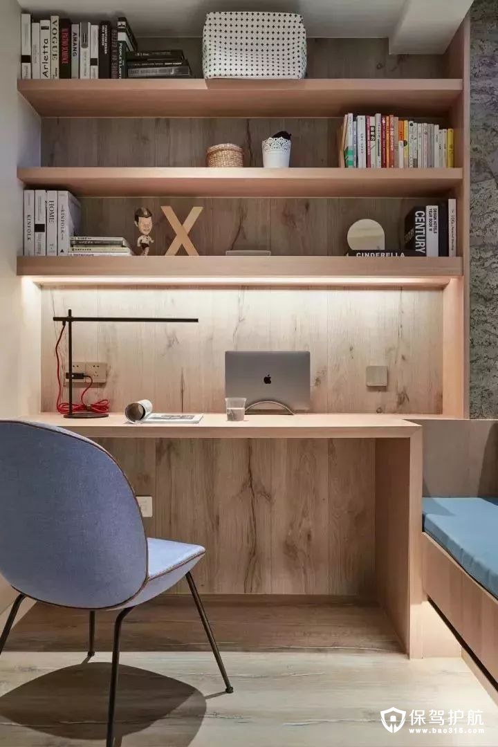 自然木质感书房书桌装修效果图