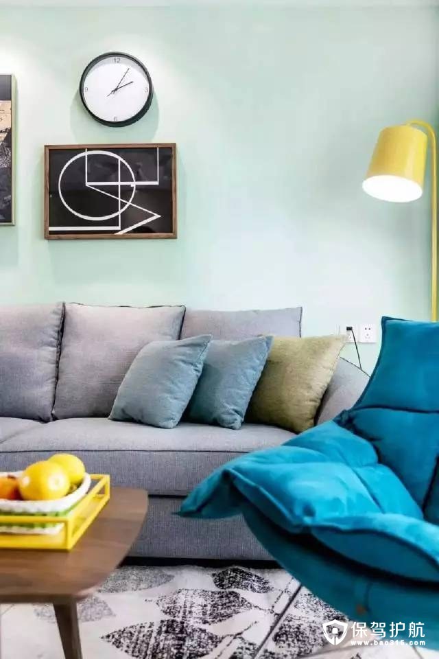 清爽北欧风格客厅沙发背景墙装修效果图