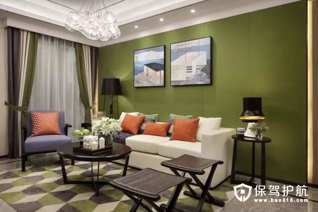 清新优雅自然现代简约风格客厅沙发背景墙装修效果图