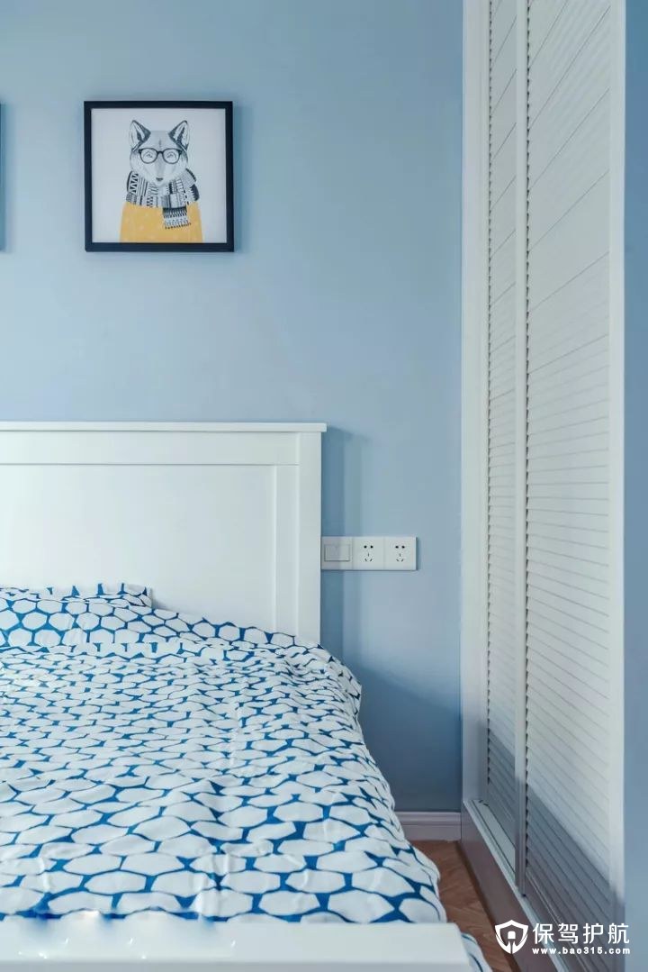 蓝色北欧风格卧室装修效果图