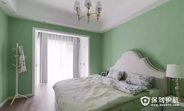 清新绿美式风格卧室