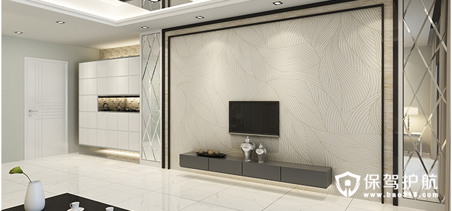 现代简约客厅瓷砖电视背景墙效果图
