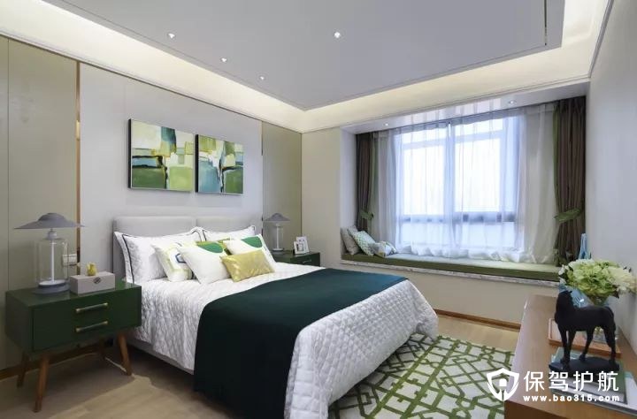  小清新和奢华北欧风格卧室床头背景墙和吊顶