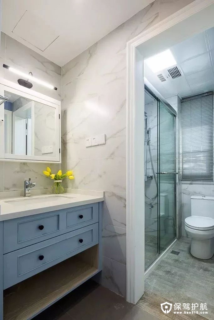 方便、实用干湿分离现代美式淋浴房卫生间