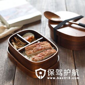 日式木质分层饭盒