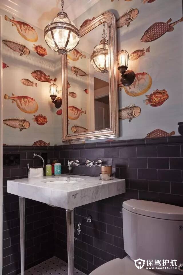 卫浴间装修海底世界壁纸