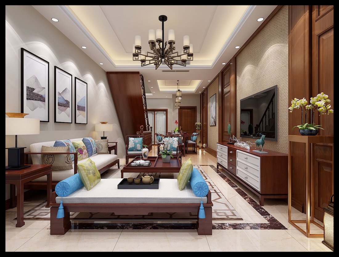 K2海棠湾别墅中式家装效果图