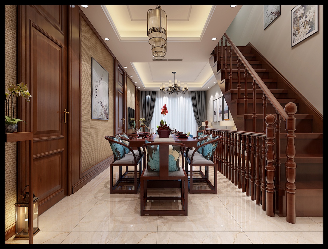 K2海棠湾别墅中式家装效果图