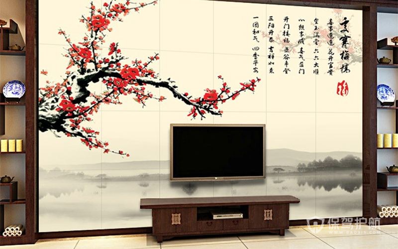 中式瓷砖电视墙怎么装