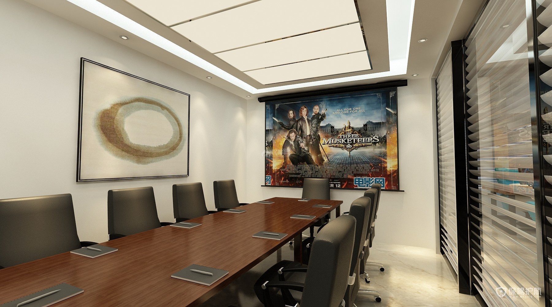 现代简单办公室会议室装修效果图
