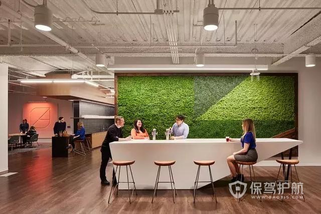 绿色清新公司茶水间休息室设计