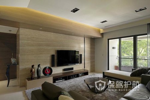 现代电视木质背景墙装修效果图-保驾护航装修网