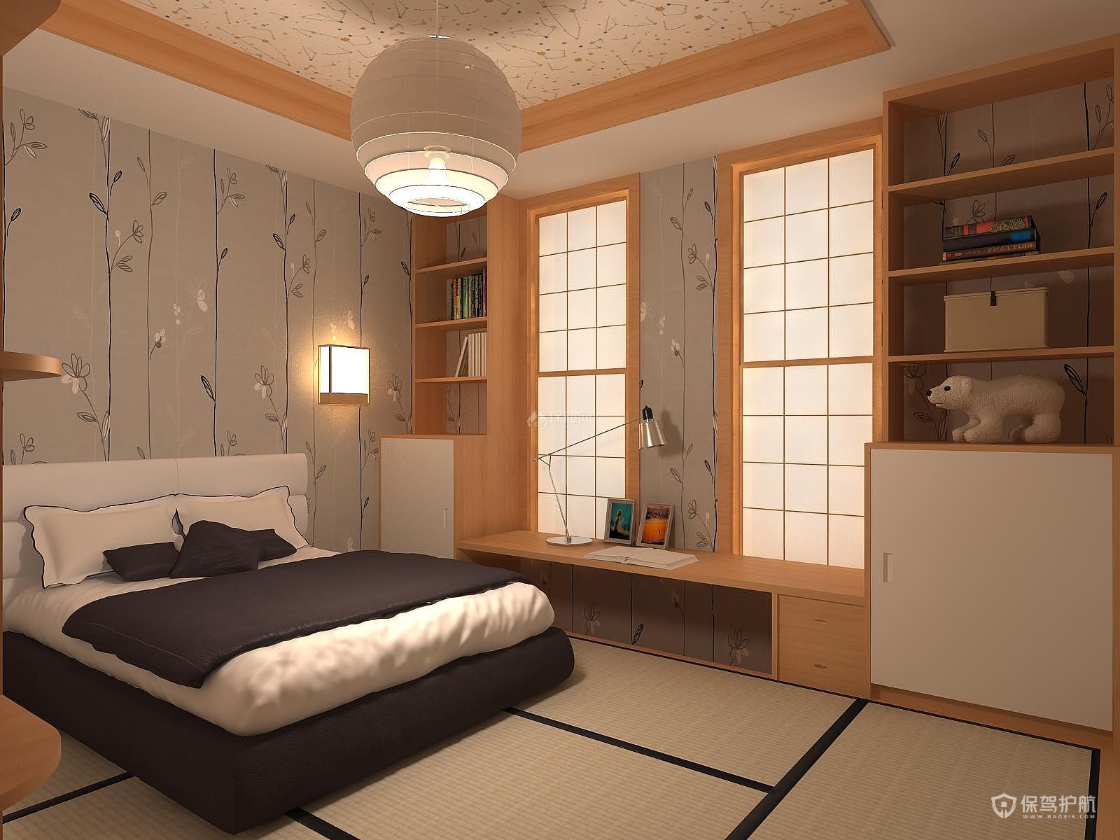 回归自然，日式原木风卧室 - 黑鲸设计家设计效果图 - 每平每屋·设计家