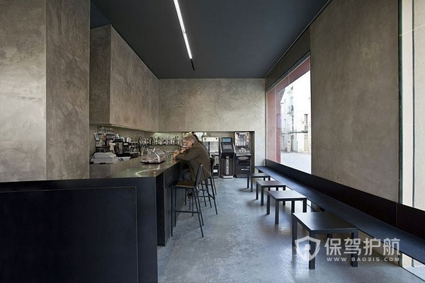 水泥工业风简装开放式咖啡厅图