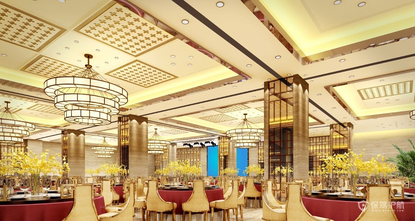 新中式高雅餐厅装修效果图