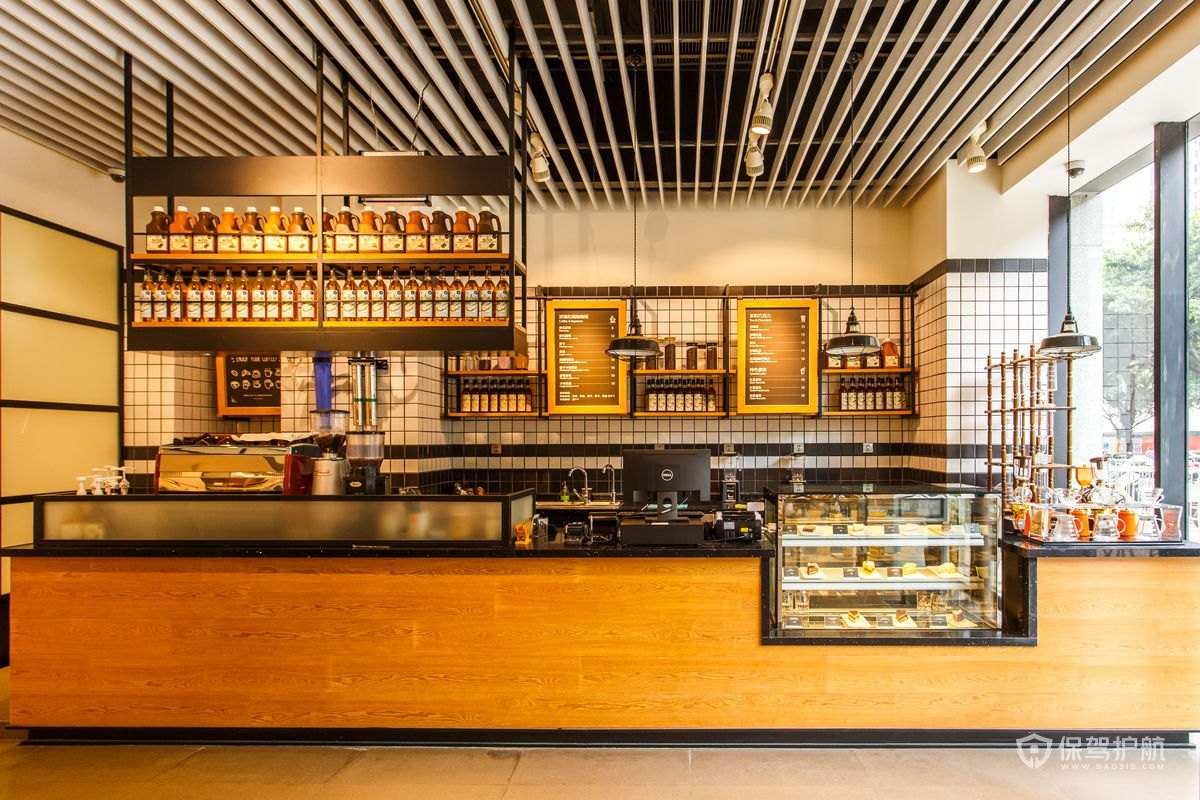 美式风格咖啡店收银台装修效果图