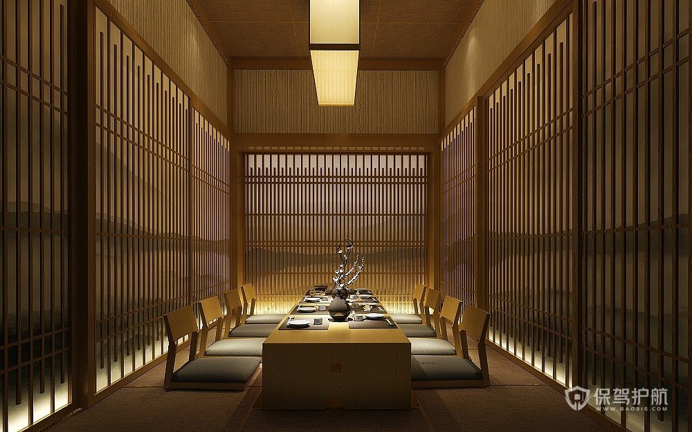 日式优雅宁静餐厅包间装修效果图