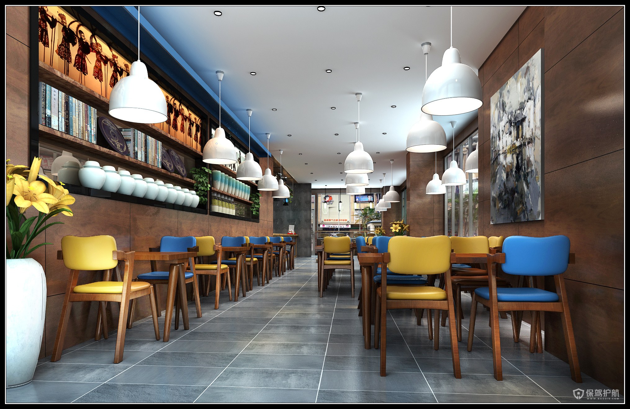 美式小清新咖啡厅装修实景图