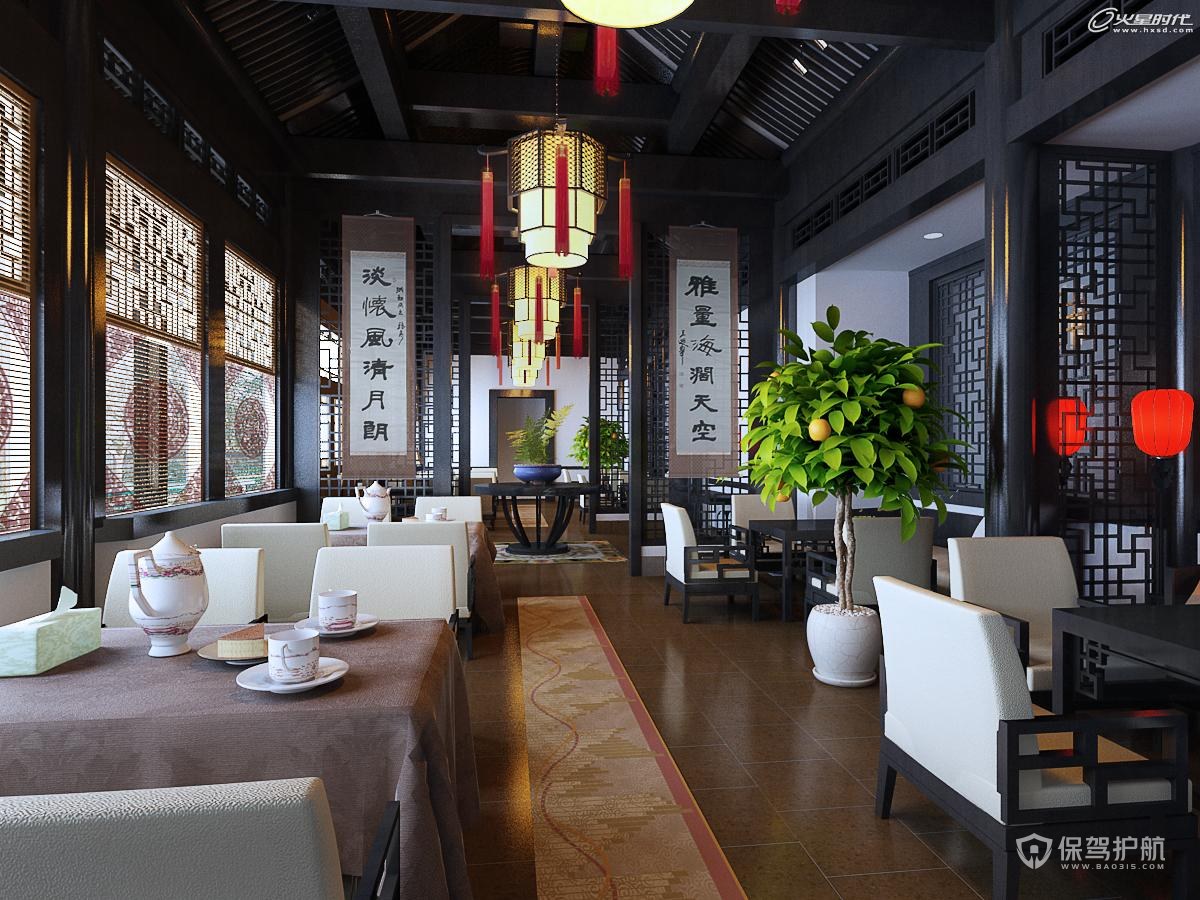 中式茶餐厅装修效果图
