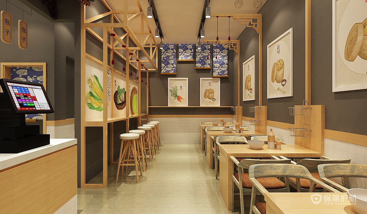 新中式小吃店装修实景图