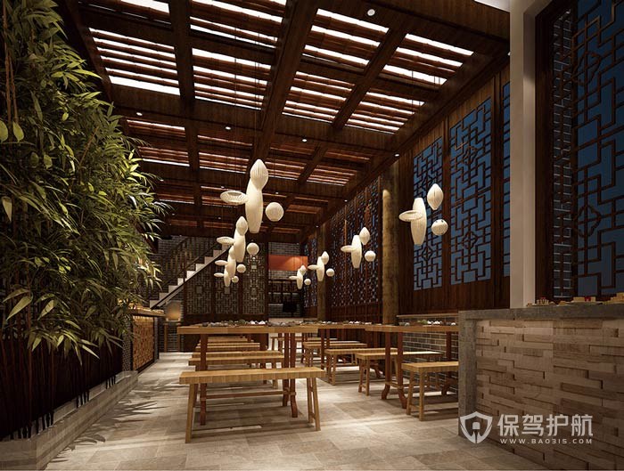 新中式餐厅装修效果图