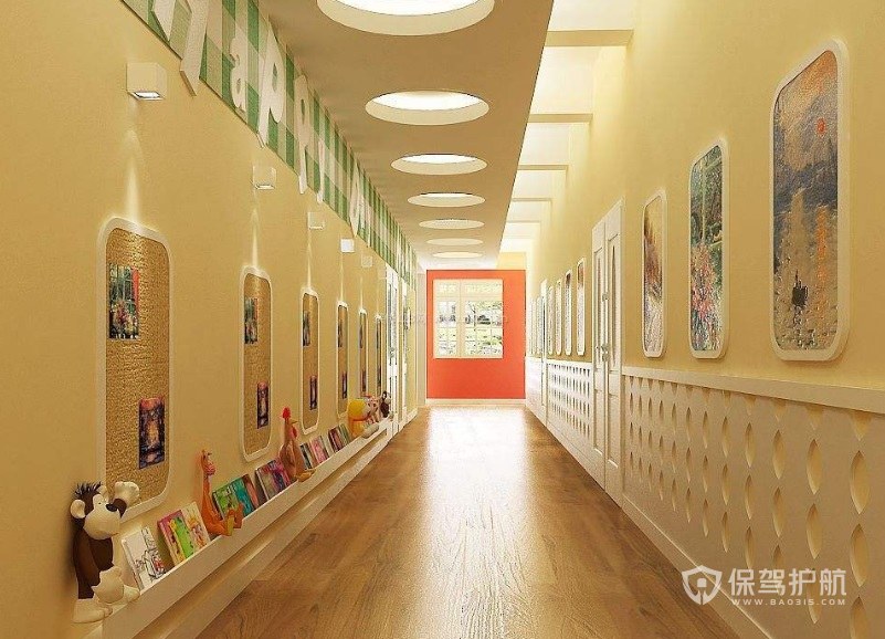幼儿园走廊装饰效果图-保驾护航