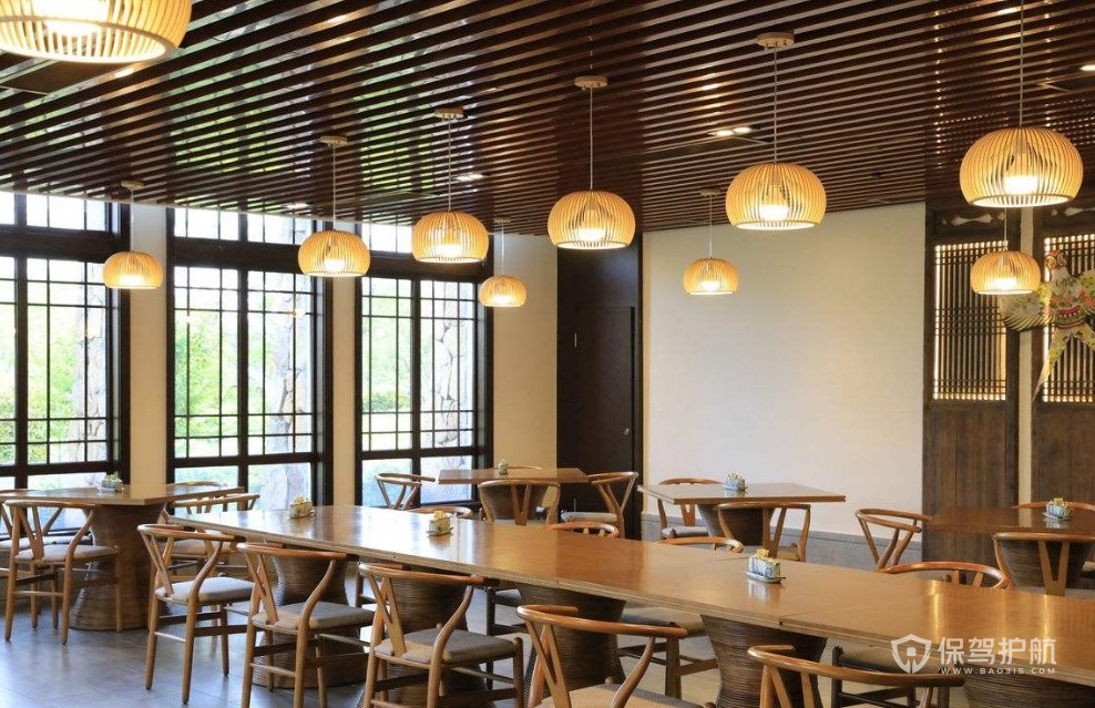 日式原木餐厅装修效果图