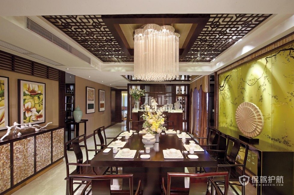 新中式古典餐厅装修效果图