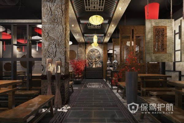 中式餐馆装修效果图-保驾护航装修网