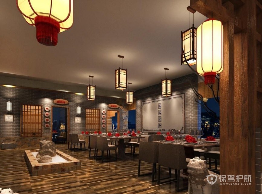 新中式餐厅装修效果图