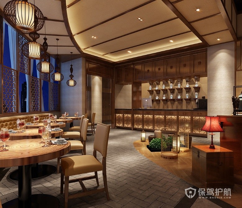 新古典中式餐厅装修效果图