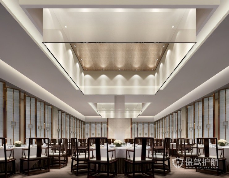 中式高雅宴会餐厅装修效果图