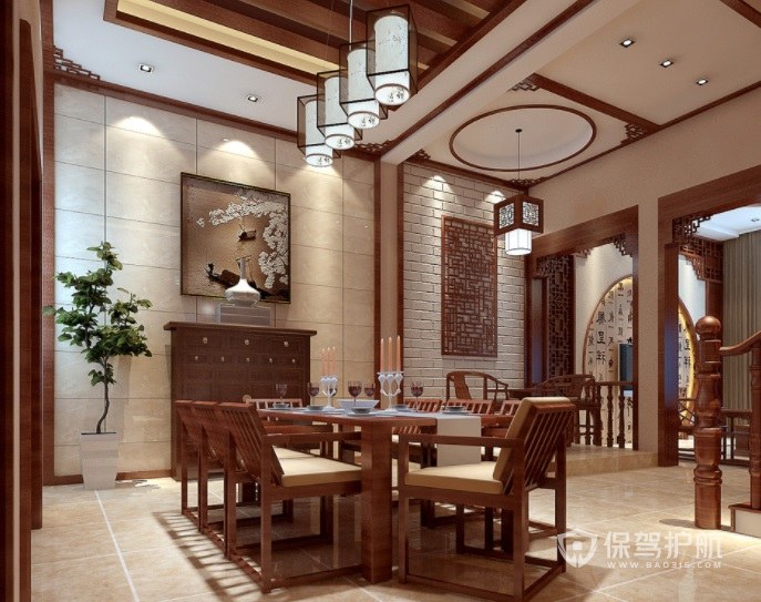 中式典雅私人餐厅装修效果图