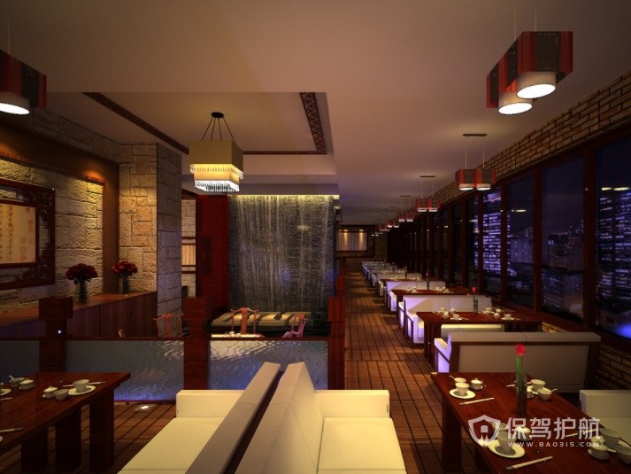 中式复古高雅餐厅装修效果图