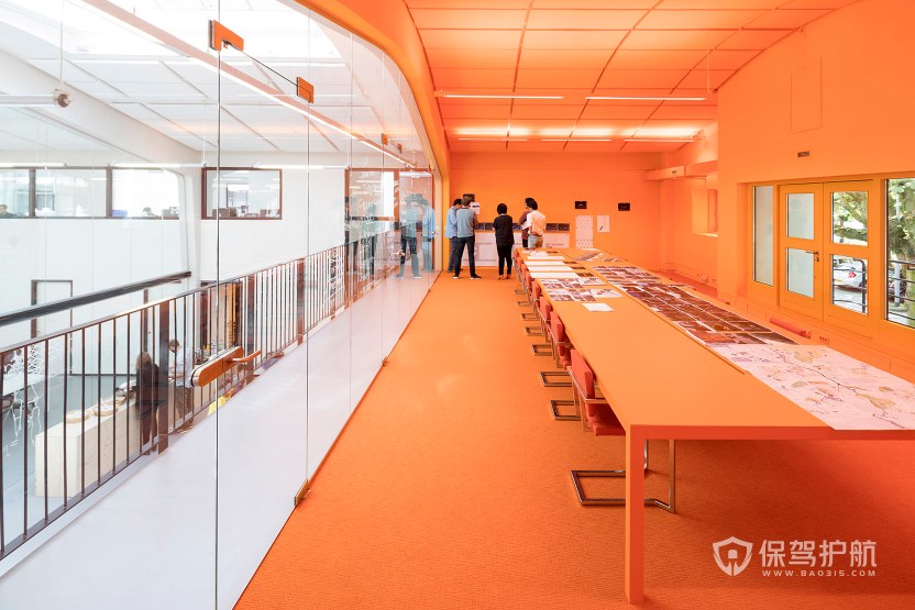 橙色时尚办公会议室装修效果图