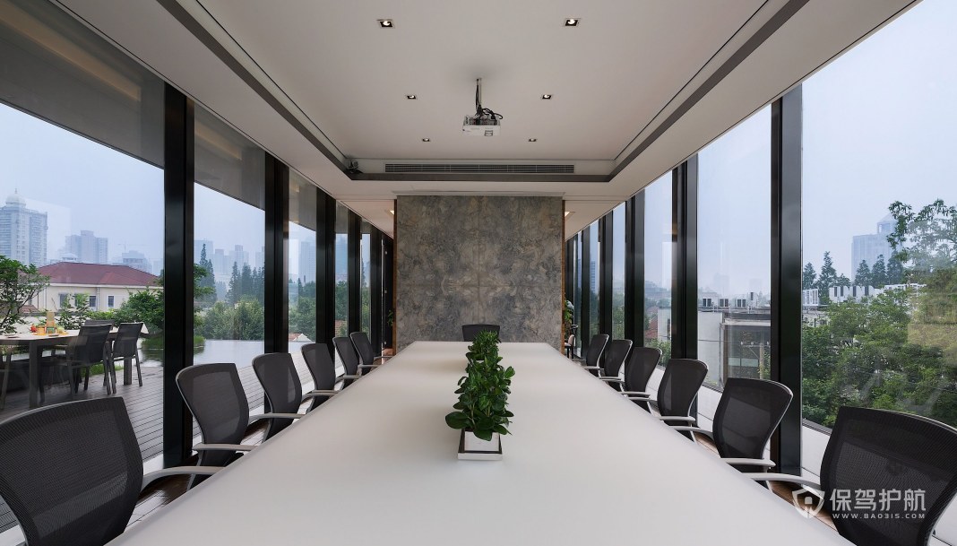 现代田园风格办公会议室装修效果图
