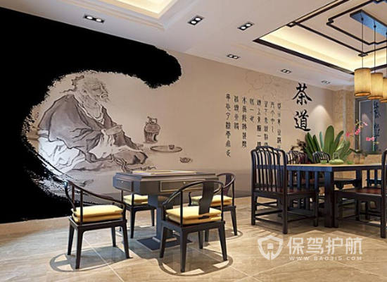 古典风格茶馆背景墙设计效果图