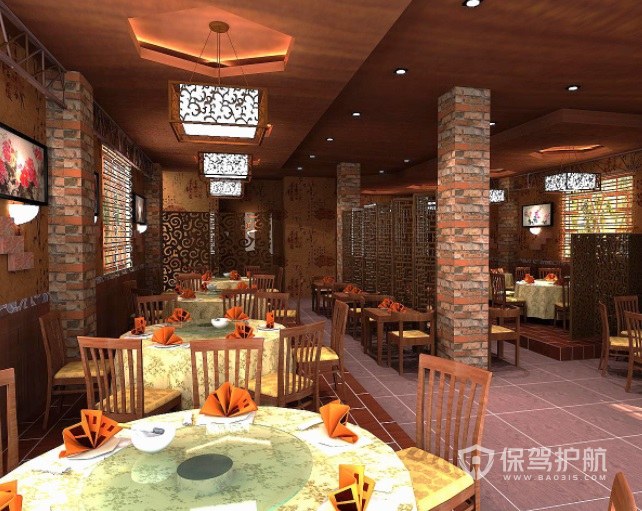 中式复古风餐厅装修效果图