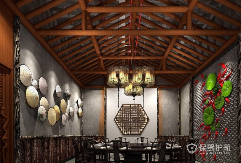 中式古典创意餐厅装修效果图